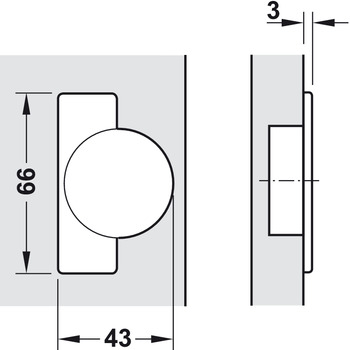 Concealed hinge, Häfele Metallamat A/SM 92°, half overlay mounting/twin mounting