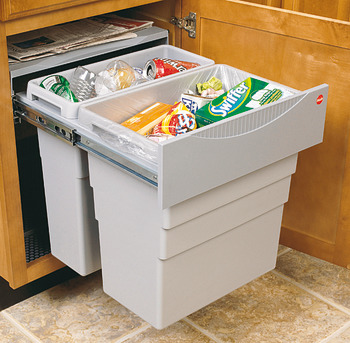 Two compartment waste bin, 1 x 19 and 1 x 30 litres, Hailo Easy Cargo 3668-50