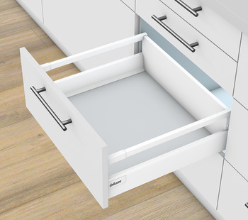 Pull out for door front fixing set, Blum Tandembox antaro, with Blumotion / Tip-On Blumotion cabinet runner, railing C, system height M, drawer side height 83 mm