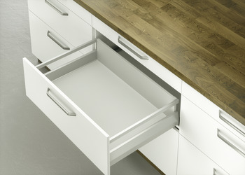 Pull-out set, Häfele Matrix Box P50, with rectangular side railing, drawer side height 92 mm, load bearing capacity 50 kg