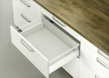 Pull-out set, Häfele Matrix Box P50, with round side railing, drawer side height 92 mm, load bearing capacity 50 kg