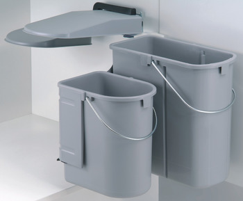 Two compartment waste bin, 1 x 10 and 1 x 19 litres