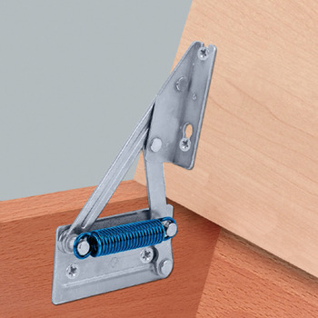 Corner bench hinge, for wooden seat panels, without spring