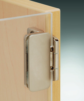 Glass door hinge, for all-glass constructions, inset