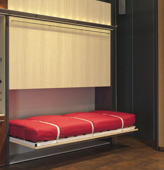 Foldaway bed fitting, Duoletto, side mounted, with slatted frame