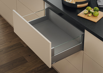 Drawer set, Blum Merivobox, system height E with Boxcover, 40 kg load bearing capacity