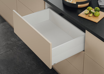 Drawer set, Blum Merivobox, system height E with Boxcap, 40 kg load bearing capacity