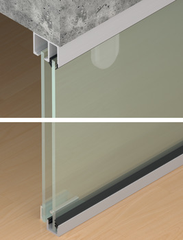 Running track, with fixed glass panels, door weight up to 80 kg
