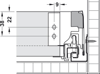 Drawer side runner system, Blum Tandembox antaro, with Blumotion / Tip-On Blumotion cabinet runner, system height N, drawer side height 68 mm