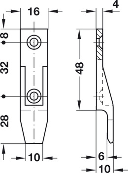 AS panel component, Häfele Keku EH, suspension fitting, without lip