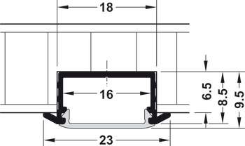 Profile for recess mounting, Häfele Loox Profile 1190 for LED strip lights 10 mm