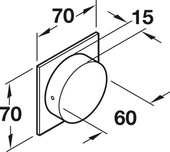 Inset handle, Brass, square, semi-circular inside