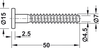 One-piece connector, Confirmat, cylindrical head, for drill hole ⌀ 5 mm