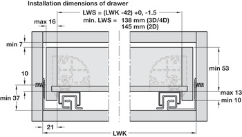 Drawer set, Dynapro, load bearing capacity 40 kg