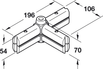 T-joint, rigid, 90°, for Idea 300 desking systems