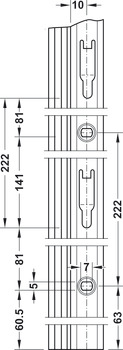 System rail, NB vertical system, 1 row for lateral connection