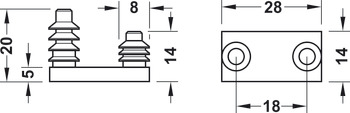 Base element, rectangular, for glide inserts