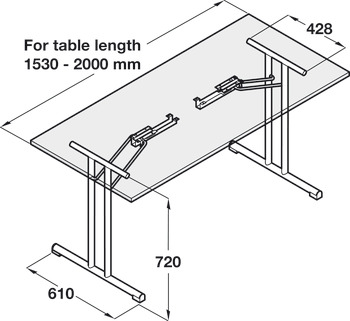 Folding table fitting, Folding table fitting