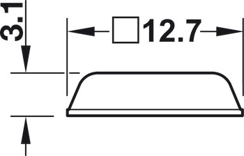 Door buffer, self-adhesive, square, Ø 12.7 x 12.7 mm, height 3.1 mm