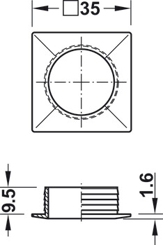 Rosette, square, For door thickness 19 mm