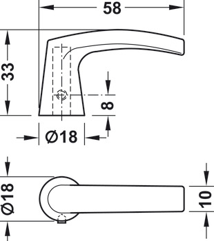 Lever handle aperture part, for Push-Lock spring bolt rim lock
