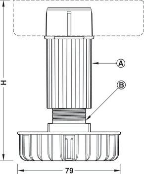 Tube with screw-in glide, HE Plinth system