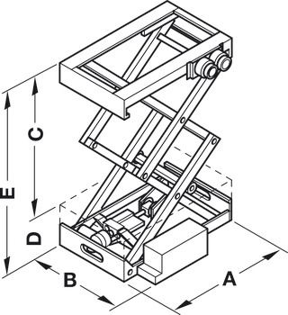 Lift system, Double scissor mechanism, load bearing capacity 80–120 kg