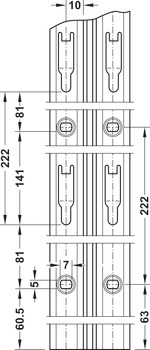 System rail, NB vertical system, 1 row