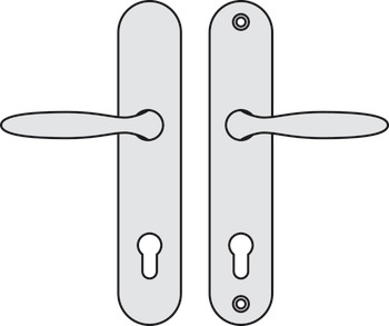 Security door handles, brass, Hoppe, Pisa M76G/361A/360/151