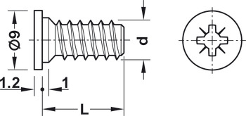 Euro screw, Häfele, Varianta, cylindrical head, PZ, steel, fully threaded, for ⌀ 5 mm drill holes