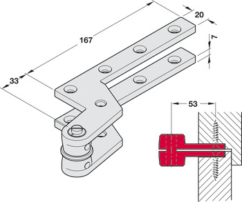 Pivot hinge, for single action doors, floor spring, Geze