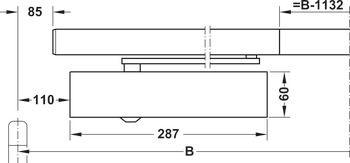 Overhead door closer, TS 5000 E-ISM, EN 2–6, with guide rail, Geze