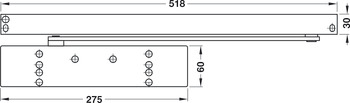 Overhead door closer, TS 93G EMF Contur design, with guide rail, EN 2–5, Dorma