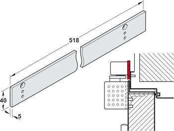 Mounting plate, for guide rail from the TS 93 EMF range