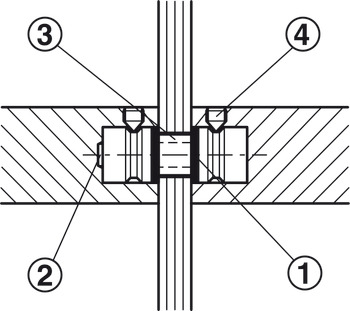 Mounting set, Glass doors, installation in pairs