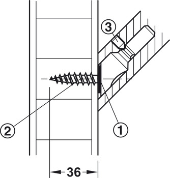 Mounting set, Wooden doors, one-sided installation (concealed) with wood to metal dowel