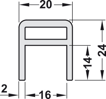 Strengthening strip, For sliding doors, length 2,500 mm, aluminium