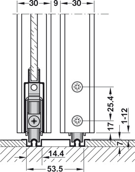 Lateral cover, for guide tracks, for screw fixing