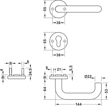 Door handle set, Aluminium, Startec, PDH5202, rose/escutcheon