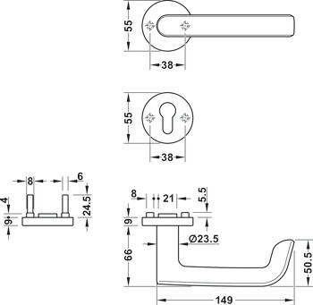 Door handle set, Aluminium, Startec, PDH5220, rose/escutcheon