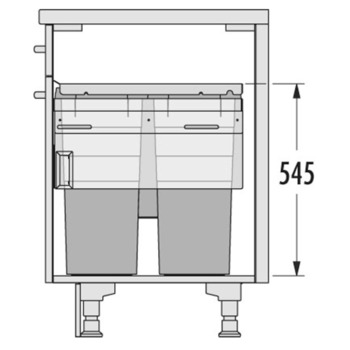 Double-bin waste sorter and four-bin waste sorter, 1 x 38 and 1 x 7 / 2 x 38 litres / 2 x 38, 1 x 12 and 1 x 2.5 litres, Hailo Euro-Cargo