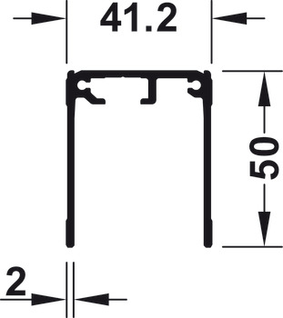 Single guide track, top, for screw fixing, height 50 mm, pre-drilled