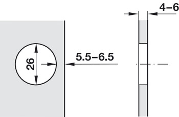 Concealed hinge, Häfele Metalla 510 A/SM 94°, inset mounting, for glass doors