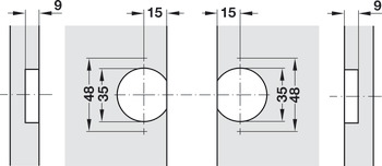 Folding door hinge, gap 0–10 mm, opening angle 110°