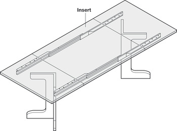 Ball bearing runners, for 1 extension leaf, asynchronous, for tables without frame