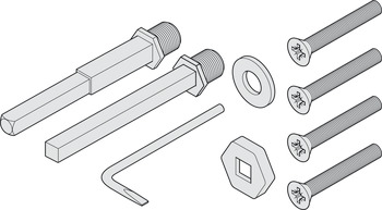 Mounting set, With 8 mm alternate spindle or with offset alternate spindle 10 to 8 mm