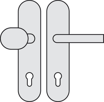 Security door handles, Aluminium, Hoppe, Amsterdam 86G/3331/3310/1400 impact resistance category 1 (protection class 2)