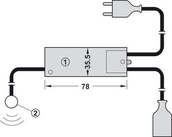 Door sensor switch, On/off switching, door open = light on, door closed = light off, 230 V