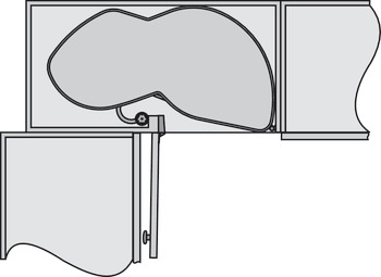 Soft and self closing mechanism, Kesseböhmer LeMans Corner cabinet half circle carousel fitting