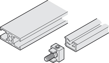 Bar profile, horizontal, including mounting parts and seal